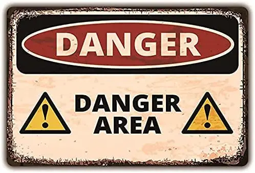 

Retro Vintage Beware Danger Area Metal Tin Sign Construction Site Factory Workshop Warning Hazard Signs Plaques Outdoor Signs