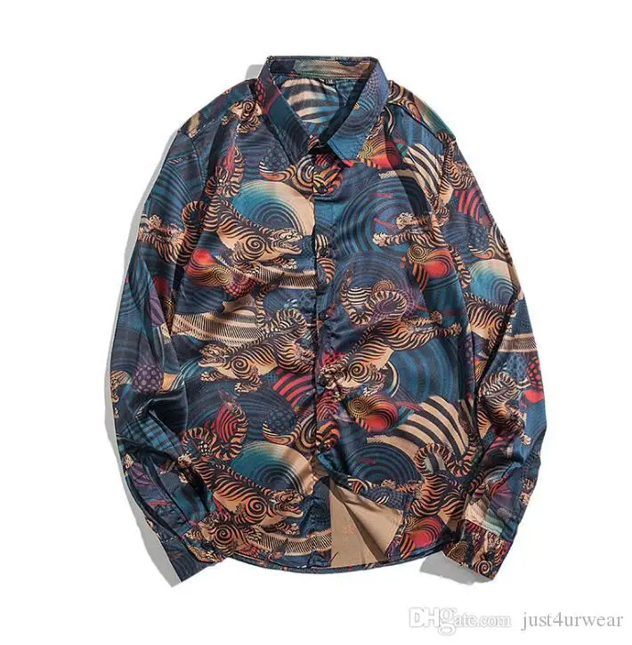 

Men Shirt Slim Fit Fashion Animal Printed Mens Dress Shirts Camisa Social Masculina Long Sleeve Shirt Men Clothes