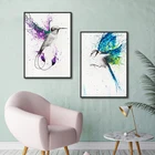 Колибри с красочными крыльями, абстрактная картина маслом на холсте, HD Печатный настенный плакат, Современное украшение для гостиной и дома