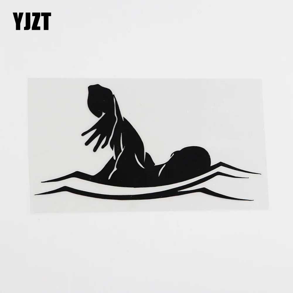 

YJZT 15.7CMX8.2CM Sport Hobby Water Pool Swim Swimmer Vinyl Car Sticker Black/Silver 8A-0310