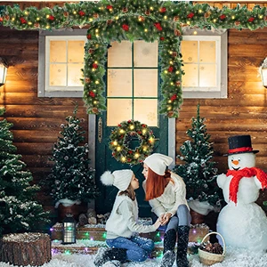 

Светильник ная Рождественская гирлянда из ротанга, декоративная зеленая Рождественская гирлянда, Искусственная елка из ротанга, баннер, ук...