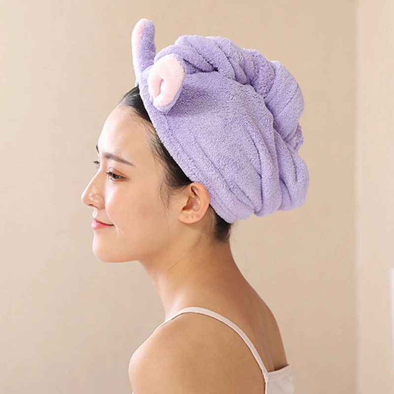 

Cute Hair Drying Towel Ultra Absorbent Convenience Quick Dry Hair Turban Hair Towel Wrap for Women Wet Hair TS2