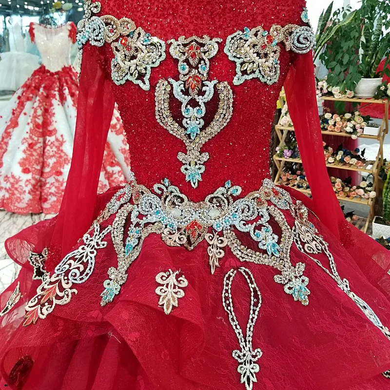 LS54744 королевское красное vintage платье партии o шеи длинние tulle втулки зашнуруйте