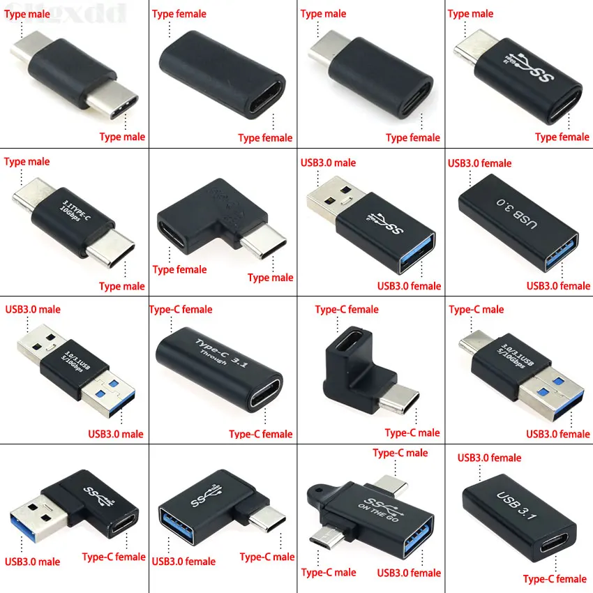 

USB3.1 Type-C USB3.0 Plug Connector DC Power Jack USB-C Fast Charging Data Sync Adapter Type-C Extension Cable For Laptop Table