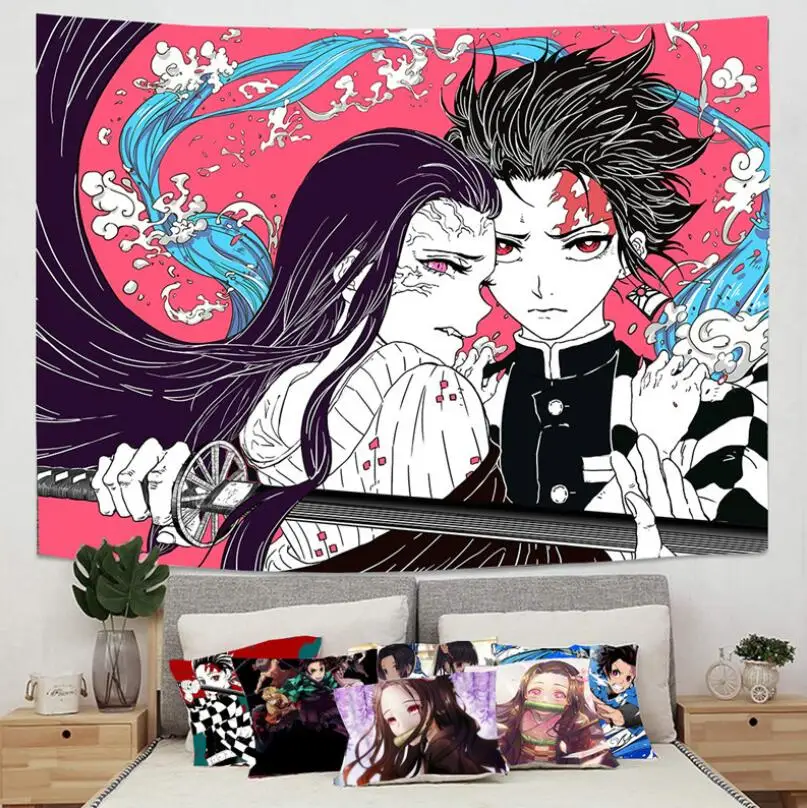 Kimetsu no Yaiba 3D принт демон Slayer аниме Tapestrying прямоугольный домашний Декор настенный 02