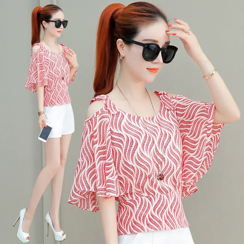 Женские шифоновые Блузы с открытыми плечами на весну и лето повседневные женские