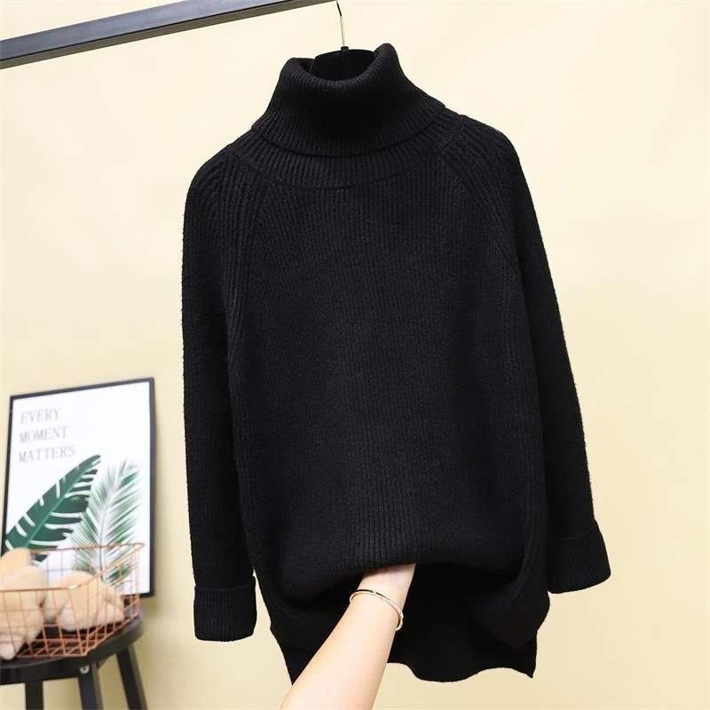 Women Sweaters Pullover Top 2019 New Fashion Autumn Winter Casual Warm Thick Loose Turtleneck Knitted Sweater Woman Jumper | Женская