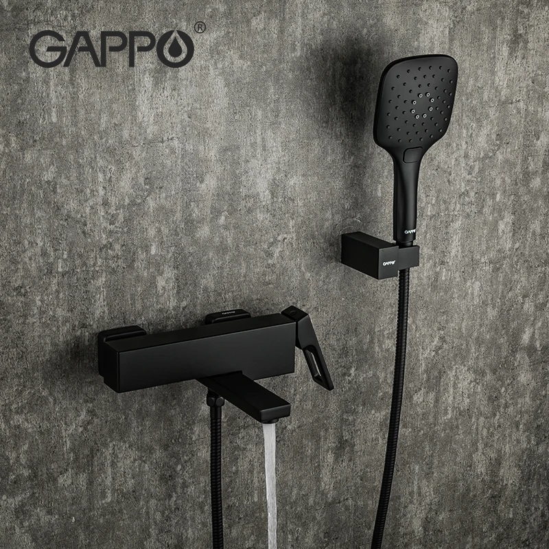 GAPPO для ванной дождь смеситель для душа Черный кран для раковины в ванной стены Ванная комната душевой кран для ванны раковина кран воды Смеситель Водопроводной воды Душевые системы - изображение