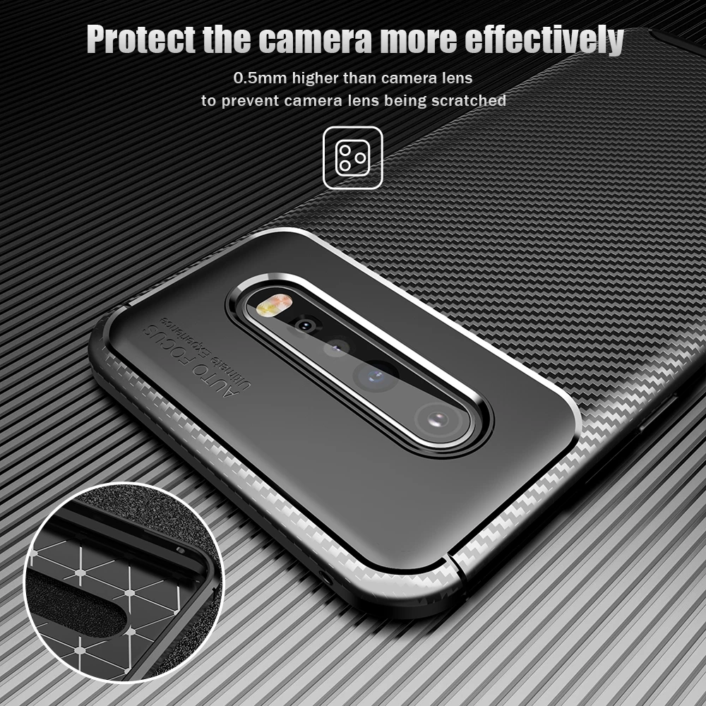 

UFlaxe Soft Phone Case for LG V40 V50 V60 ThinQ Carbon Fiber Texture Shockproof Ultra-thin Cover LG G8 ThinQ JK