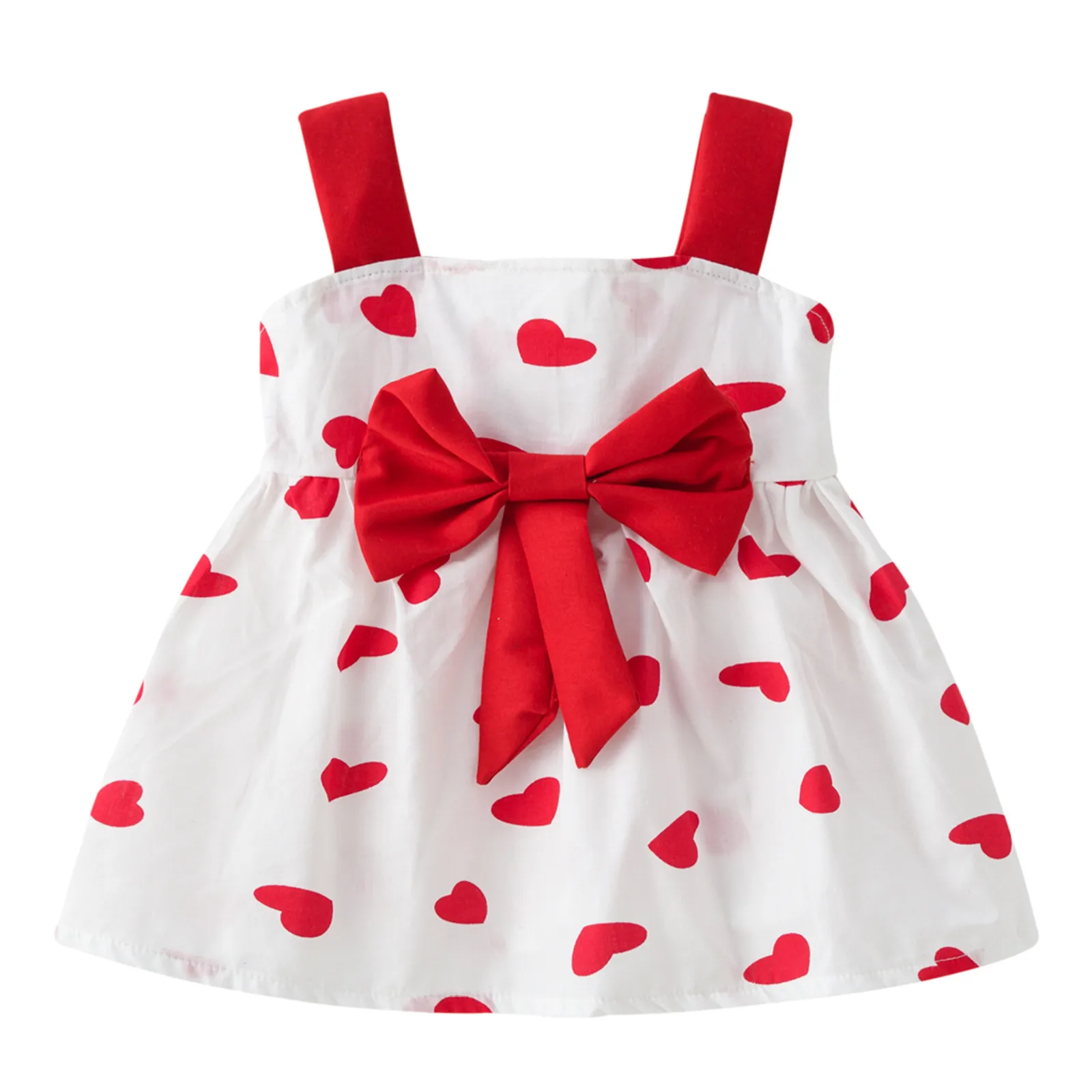 Summer Toddler Baby Kids Girls Princess Dress For Girls Heart Sleeveless Fruit Print Bowknot Dresses Kids Outfits Girl Clothes