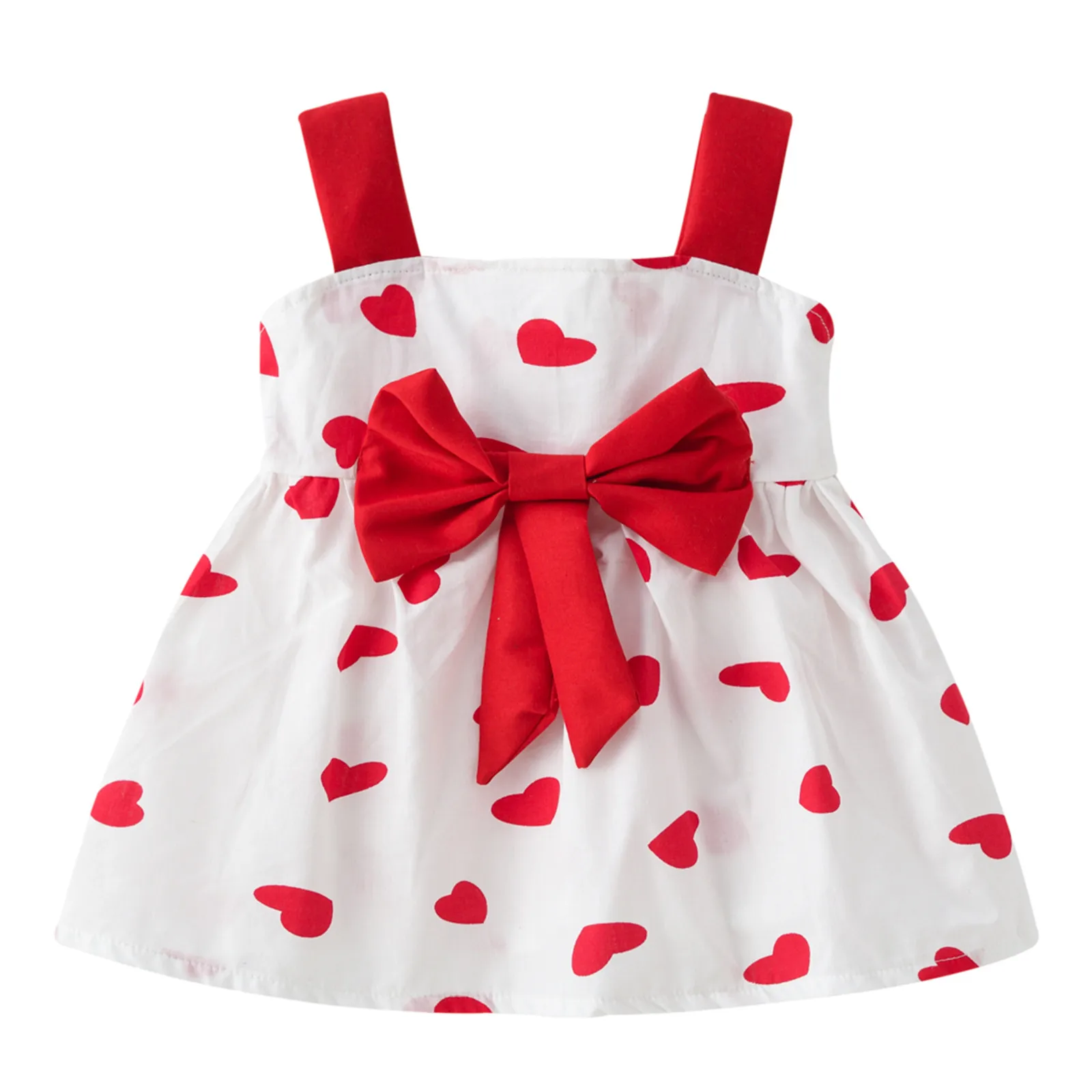 

Summer Toddler Baby Kids Girls Princess Dress For Girls Heart Sleeveless Fruit Print Bowknot Dresses Kids Outfits Girl Clothes
