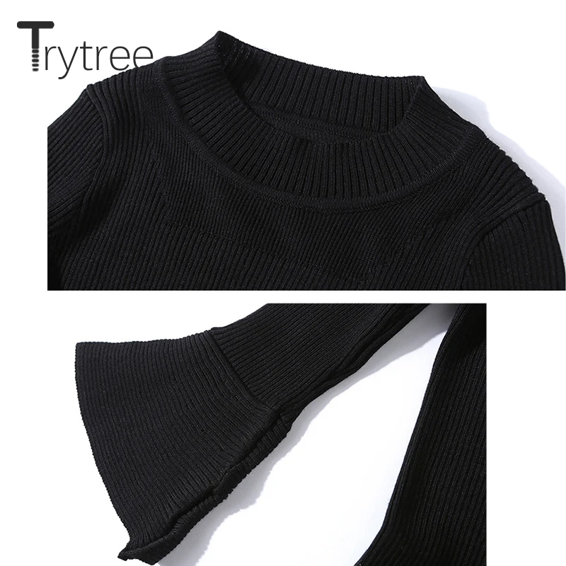 Trytree/2019 Осенний женский костюм из двух предметов повседневный стиль расклешенный