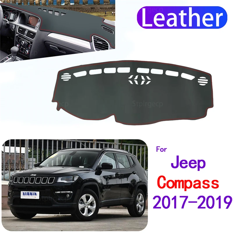 

Leather Dashmat Dashboard Cover Pad Dash Mat Carpet Car-Styling accessories for Jeep Compass 2017-2019 MK2 2nd Gen