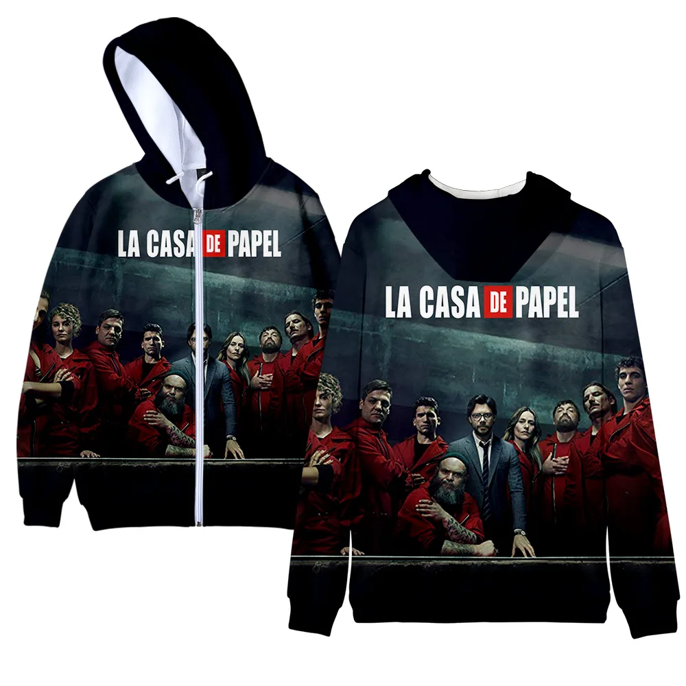 

La Casa De Papel Zipper Jacket Money Heist 3D Hoodie Halloween Cosplay Costume Child Adult Salvador Dali Men Hoodies Sweatshirts