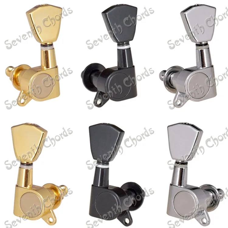 ein set 6 pcs trapez tasten string tuning pegs schlüssel tuner mechaniken für akustische elektrische gitarre chrom schwarz gold free global