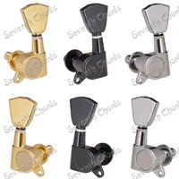 a set 6 pcs trapezoid buttons string tuning pegs keys tuners machine heads for acoustic electric guitar chrome black gold