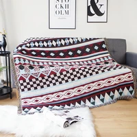 bohemian blanket nordic retro blanket soft sofa towel comfortable luxury line blanket leisure camping blanket throw with tassel