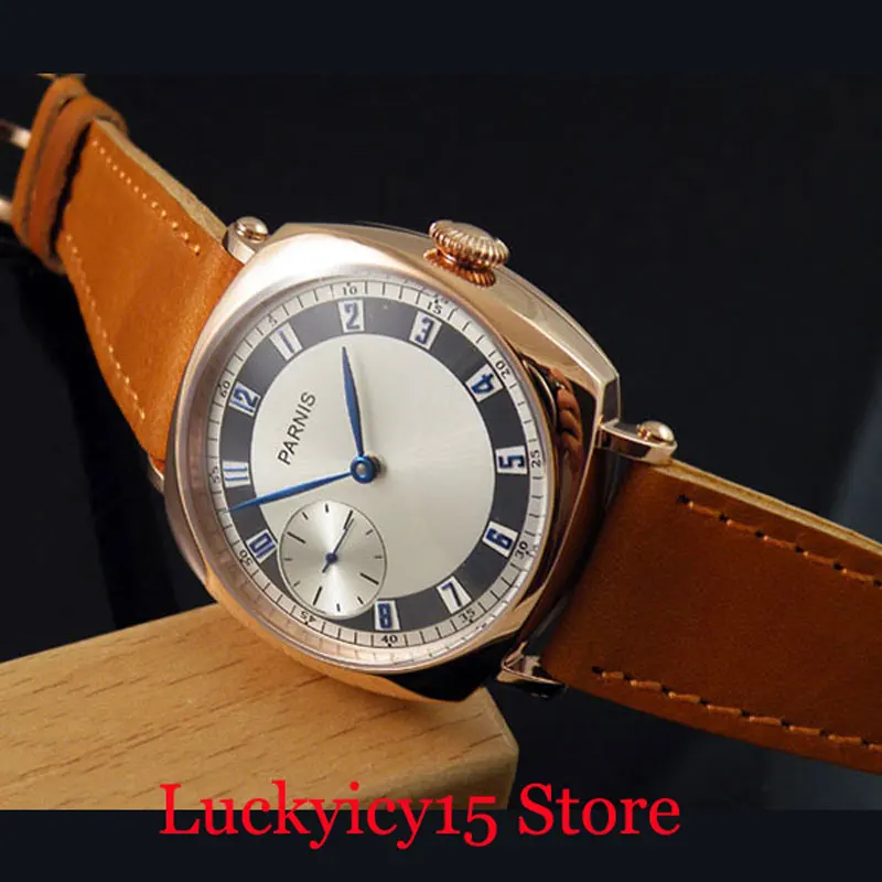 Популярные Парнис Новый механический ручной обмотки Для мужчин часы золотые