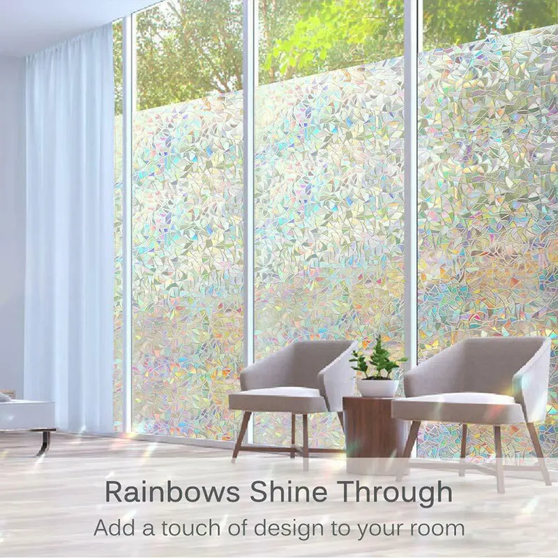 

45*100cm Rainbow Effect Color Home Decor Window Film Static Self adhesive Stained Privacy Glass Foil Heat Control Window Tint