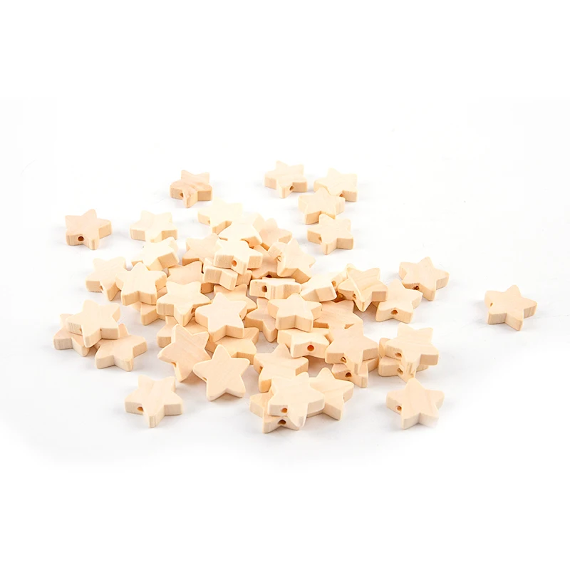

50Pcs Natural Balsa Wood Star Spacer Beads For Making Jewelry Bracelet DIY
