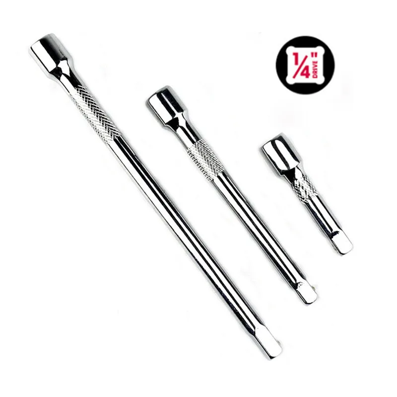 1Pc 50mm 100mm 150mm Long Extension Bar 1/4 Drive Ratchet Socket Extender Hand Adjustment Tool Extension Socket Drive Hand Tool