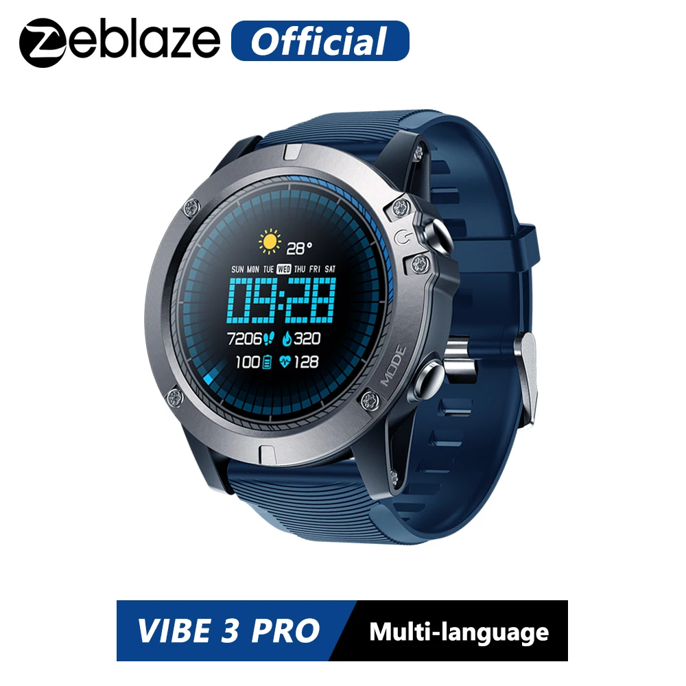Zeblaze VIBE 3 PRO, цветной сенсорный дисплей, умные часы, частота сердечных сокращений IP67, мульти-спортивные режимы, Погодный пульт, музыка для IOS и Android