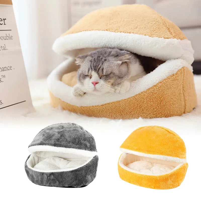 

Winter Warm Cat Bed Burger Kitten Bed Removable And Washable Cat Bed Kennel Small Dog Bed Sofa House Cushion Pet Products