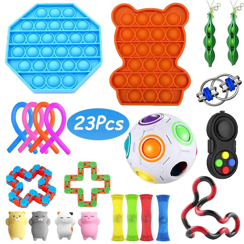 

Fidget Sensory Toy Fidget Set Stress Relief Toys Autism Anxiety Relief Stress Bubble Fidgets Toys For Kids Adults Random Color