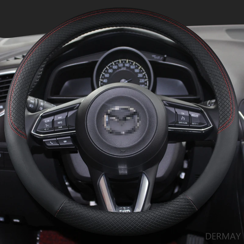 

DERMAY PU Leather Car Steering Wheel Cover for CX-3 CX-4 CX-5 CX-7 CX-9 Mazda 3 Axela 6 Gh Gj Demio Anti-Slip Funda Volante