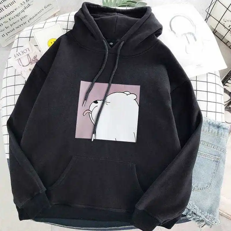 oversized print Kangaroo Pocket Sweatshirts Hoodies Hooded Harajuku Spring Casual Vintage Korean Pullovers Women sweetshirts