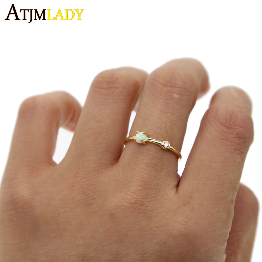 925 пробы Серебряное Сверкающее кольцо с опалом маленькие Маленькие стразы