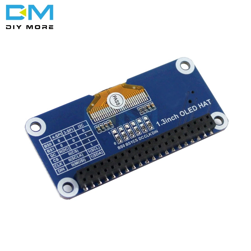 1.3 inch 1.3&quot OLED Display Hat For Raspberry Pi 2B/3B/3B+/Zero/Zero W 128x64 Pixels SPI I2C IIC Interface Embedded Controller |