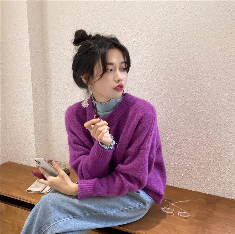 

Women Cardigans Autumn Winter Warm Loose Knitted Jacket Button Basic Sweaters Ladies Elegant Cardigan
