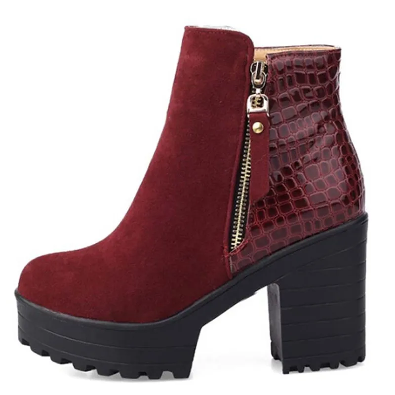 ENMAYLA/Новые осенне-зимние ботинки на высоком каблуке ботильоны молнии пикантные