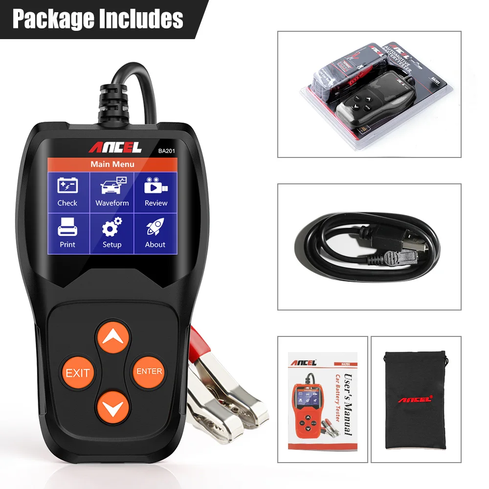 

Тестер автомобильного аккумулятора Ancel BA201, 12 В, 100-2000CCA, 12 Вольт