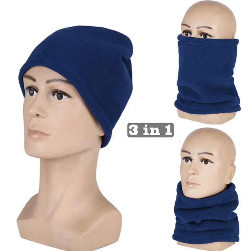 Двухслойный флисовый теплый шарф 3 в 1 уличный Зимний толстый для мужчин и женщин