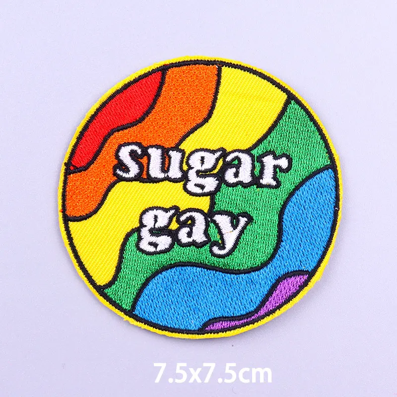 ЛГБТ патчи красочный мультфильм хиппи Единорог Вышивка утюгом Одежда