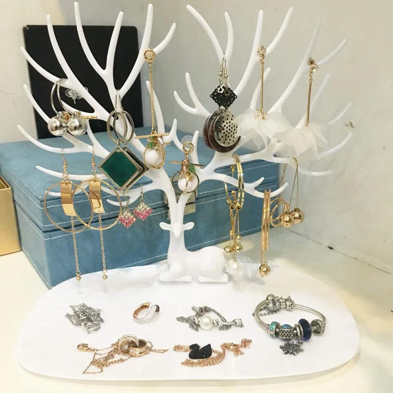 

Deer Plastic Antler Shaped Jewelry Box Organizer Ring Necklace Pendant Bracelet Jewelry Display Stand Tray Tree Rack Holder d88