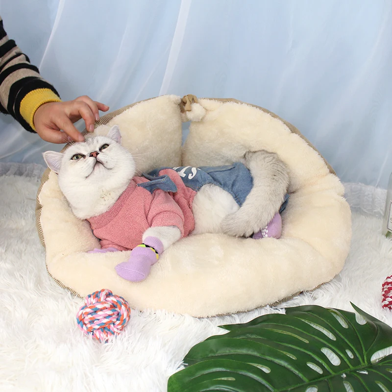 Washable Round Pet Bed Cat Dog Winter Warm Sleeping House Cushion Litter Mat Kennel Panier Pour Chat Products JJ60MW | Дом и сад