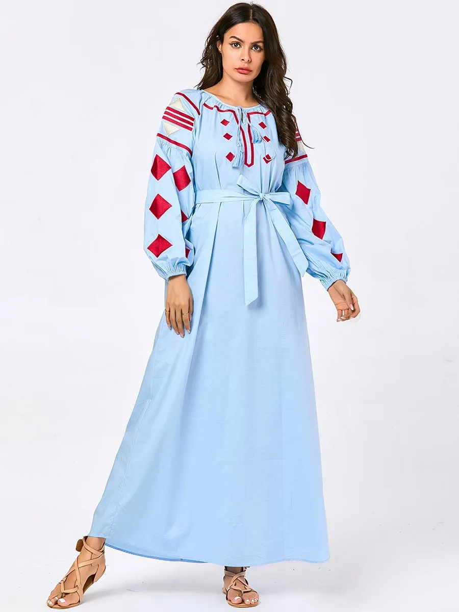 Мусульманское платье Женская мода Большой размер осень марокканский кафтан