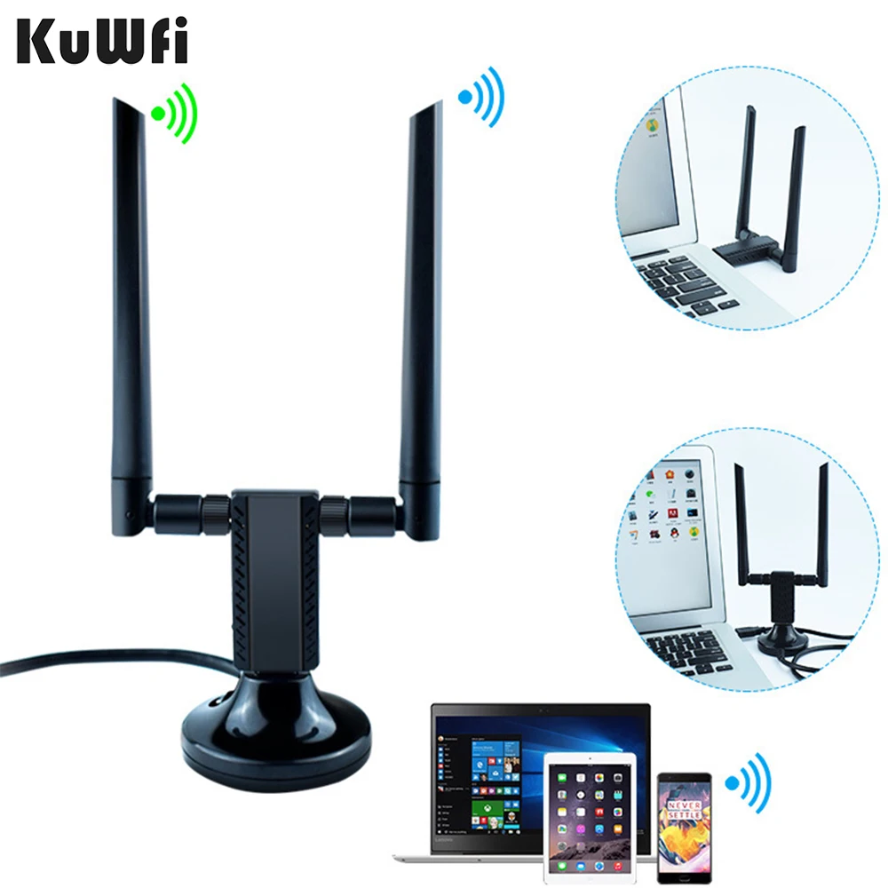 

KuWFi USB3.0 Wifi адаптер 1900 Мбит/с двухдиапазонный 2,4G/5 ГГц Wifi антенна 2 * 5dBi беспроводной USB приемник сетевой карты для ПК/ноутбука