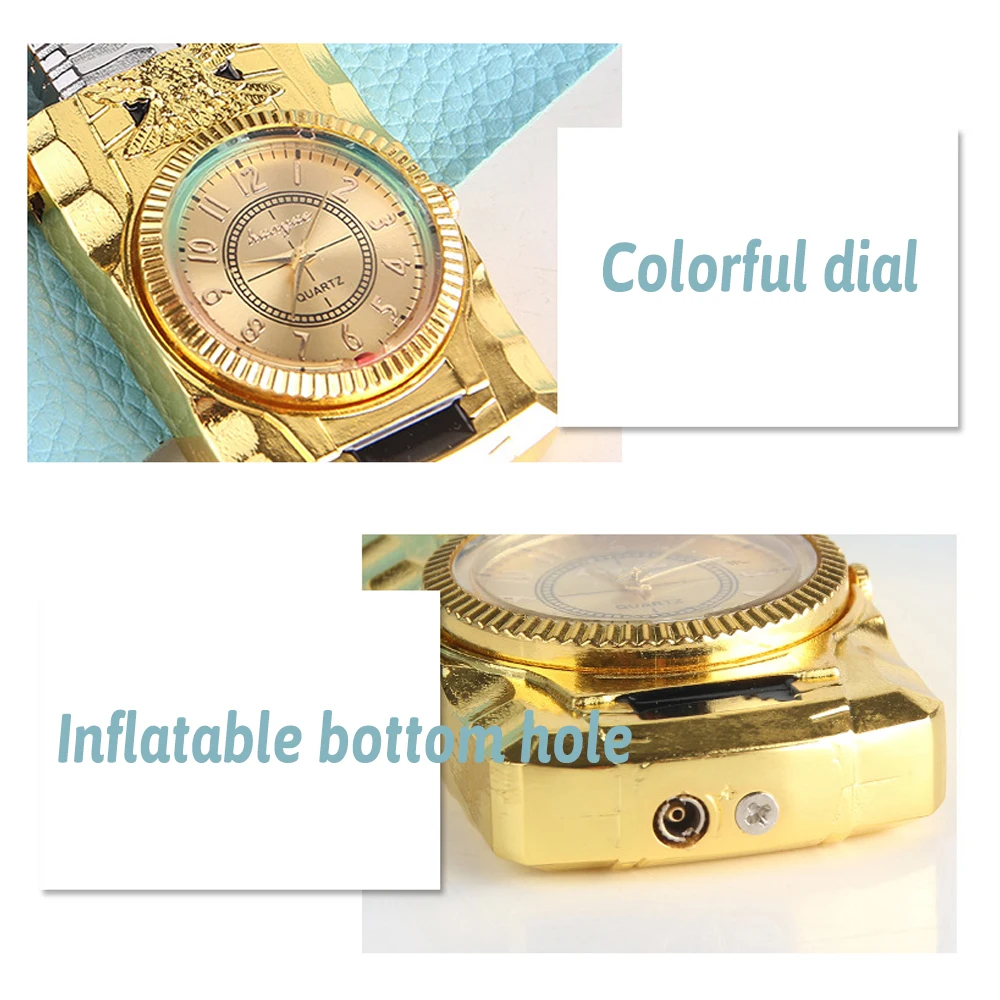 

Inflatable Watch Fire Lighter Windproof Butane Gas Lighter Gold/Silver Hawk/Wolf/Horse Smoking Accessories