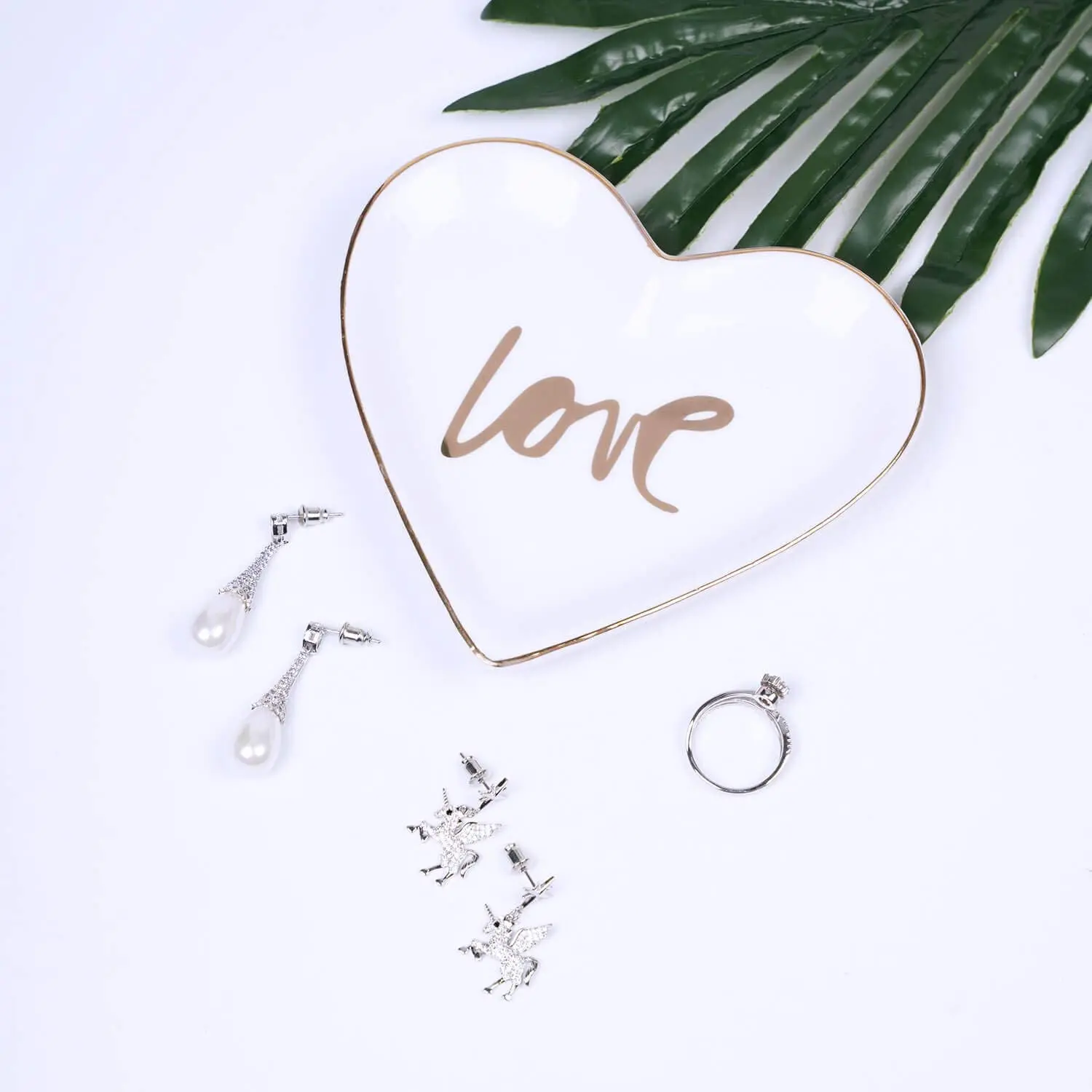 

Love Heart Jewelry earring Ring Holder Wedding Bridal Shower Engagement Bride to Be Just Married anniversary decoration gift