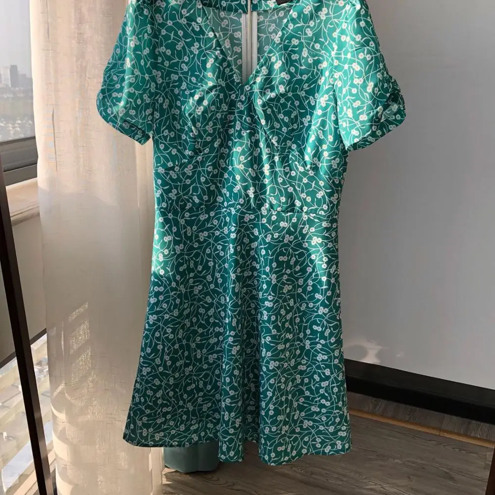 Женское мини платье с коротким рукавом короткие платья цветочным принтом весна