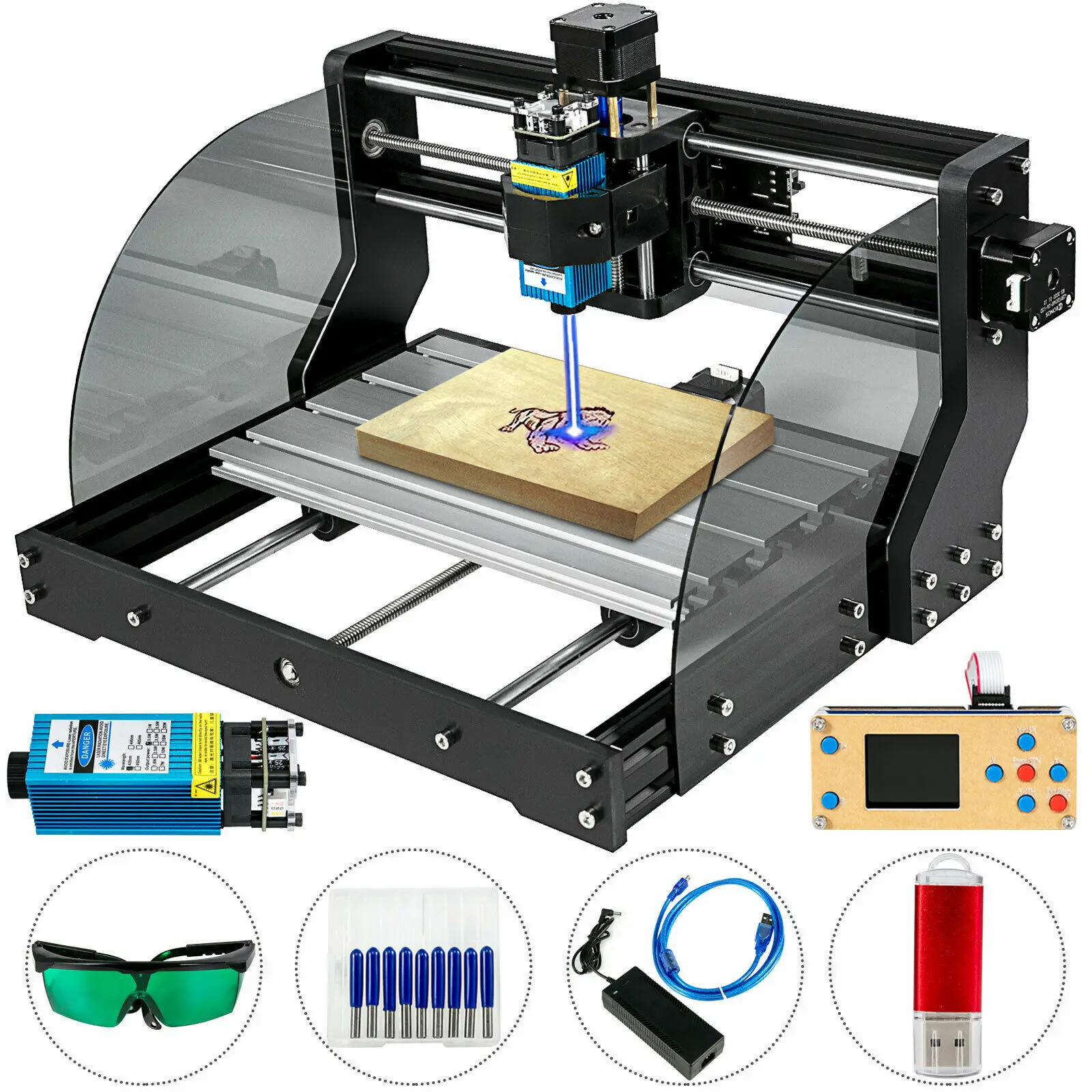 VEVOR Laser Engraver CNC 3018 Pro 10000U 15W 3 Axis GRBL Control CNC Engraving Machine