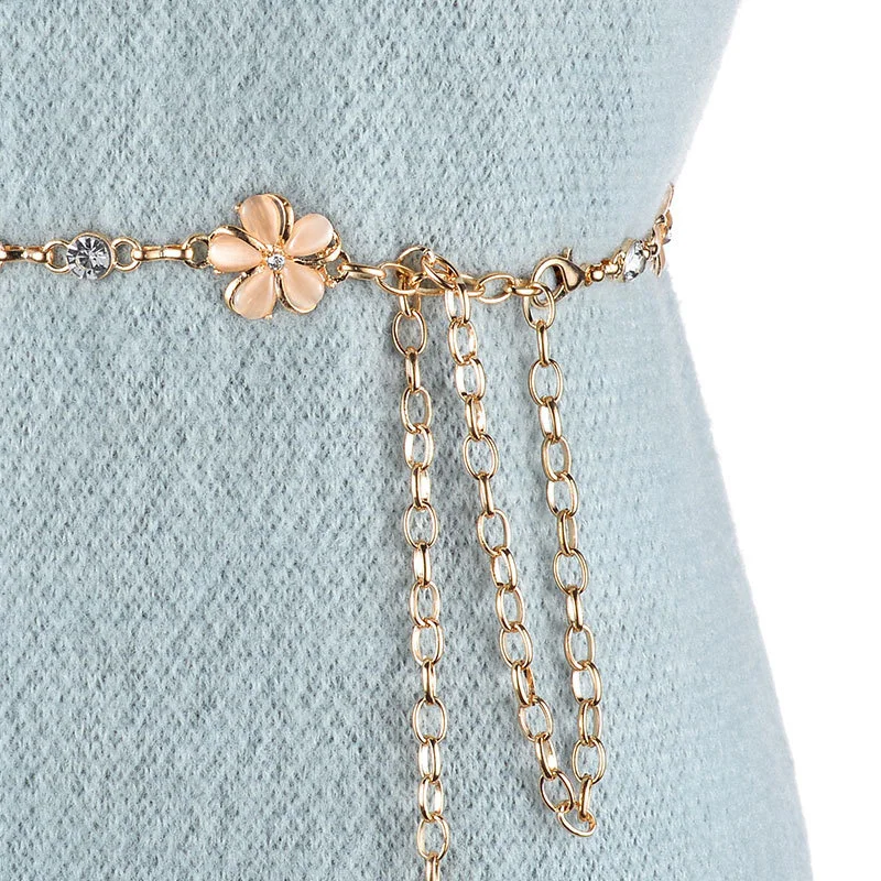 Ремень с металлической цепочкой для женщин универсальный тонкий пояс платьев