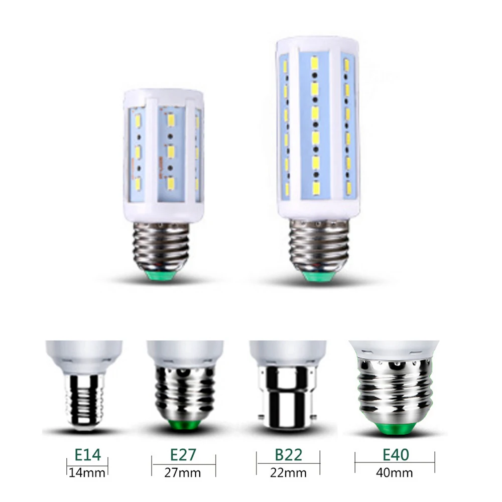E27 B22 E40 E14 светодиодный лампы SMD 5730 2835 5 Вт-150 Вт Светодиодная лампа “Кукуруза” лампы AC85-265V энергосберегающая лампа для украшения дома светильник