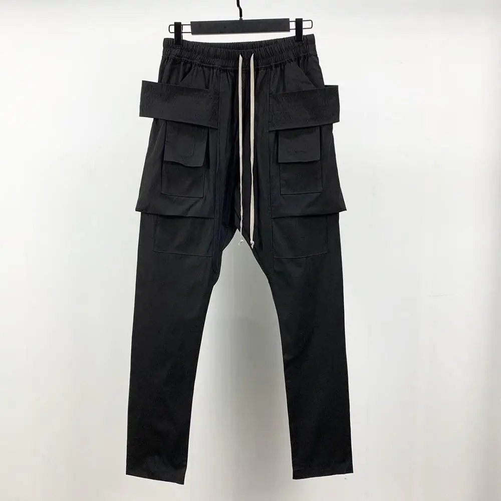 Owen Seak Men Casual Pants Gothic Men's Harem Sweatpants Cargo Summer Cross Lightweight Solid Loose Black Pants Size XL