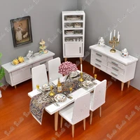 iland dollhouse furniture modern dining table w chairs cabinets doll house dining room miniatures toys for girls boys children