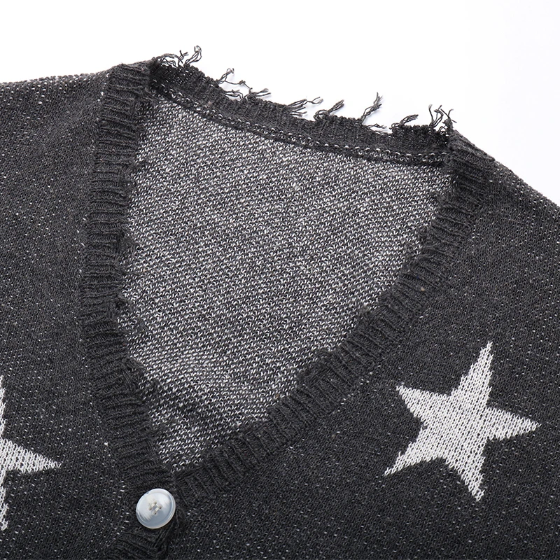 

Autumn Winter Tassel Cardigans Sweater Women Star Pattern Full Sleeve Short Knitted Sweater Tops For Women 2021 New